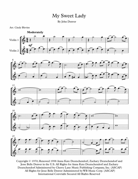 My Sweet Lady For Violin Duet Page 2