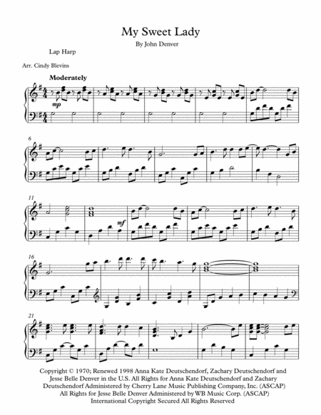 My Sweet Lady Lap Harp Solo Page 2