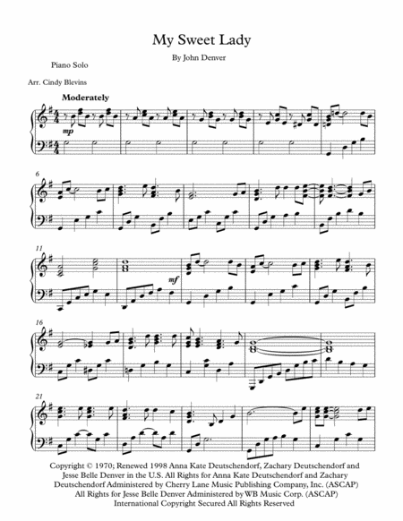 My Sweet Lady Piano Solo Page 2