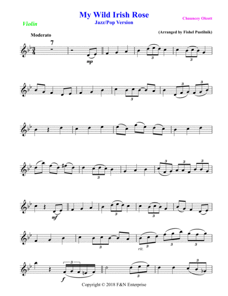 My Wild Irish Rose For Violin With Background Track Jazz Pop Version Page 2