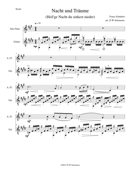 Nacht Und Trume Heil Ge Nacht Du Sinkest Nieder For Alto Flute And Guitar Page 2