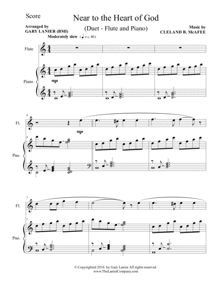 Near To The Heart Of God Duet Flute Piano With Score Part Page 2