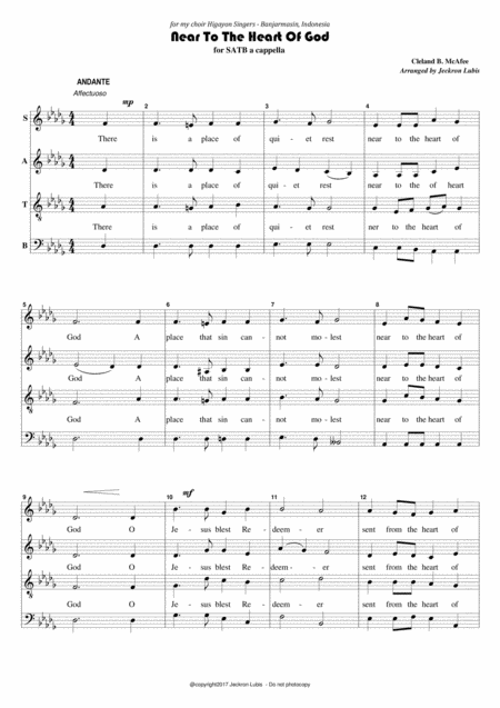 Near To The Heart Of God Satb Choir A Cappella Page 2