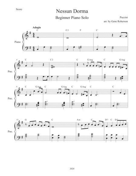 Nessun Dorma Beginner Piano Page 2