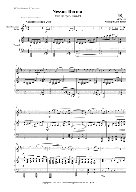 Nessun Dorma For Bassoon Piano Page 2