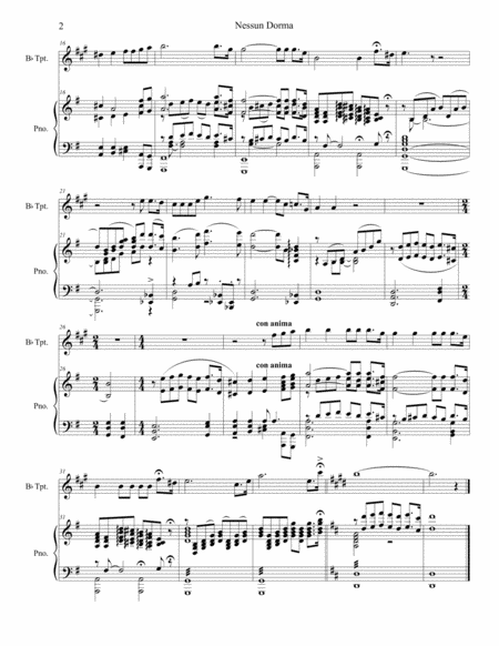 Nessun Dorma For Bb Trumpet Solo And Piano Page 2