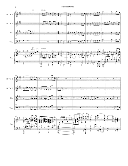 Nessun Dorma For Brass Quartet And Piano Page 2