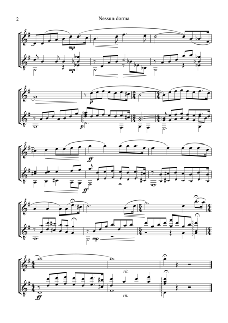 Nessun Dorma For Descant Recorder And Guitar Page 2