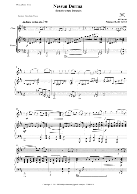 Nessun Dorma For Oboe Pianoforte Page 2