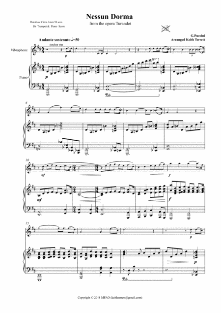 Nessun Dorma For Vibraphone Piano Page 2