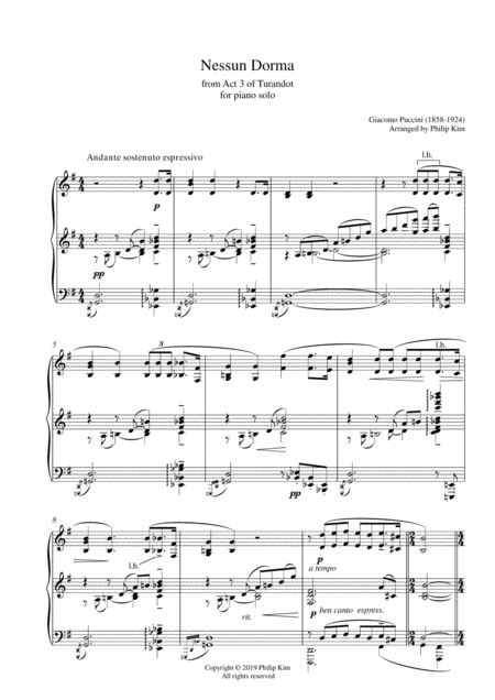 Nessun Dorma From Turandot For Piano Solo Page 2