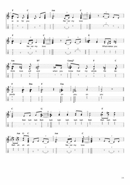 Never My Love Ukulele Chord Melody Solo With Tab Page 2