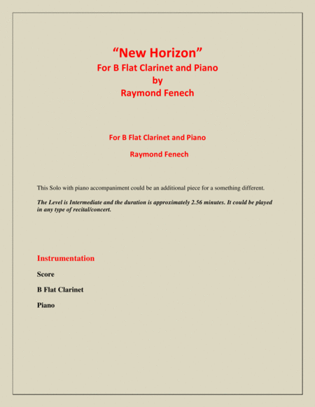 New Horizon For B Flat Clarinet And Piano Page 2