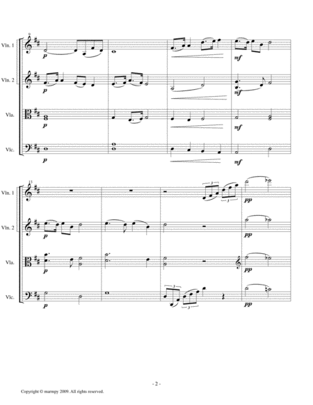 New World Symphony 2nd Movement By Dvorak Arranged For String Quartet Page 2