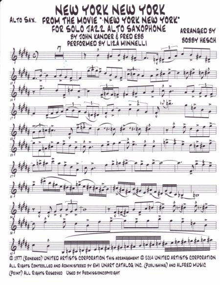 New York New York From The Movie New York New York For Solo Jazz Alto Saxophone Page 2