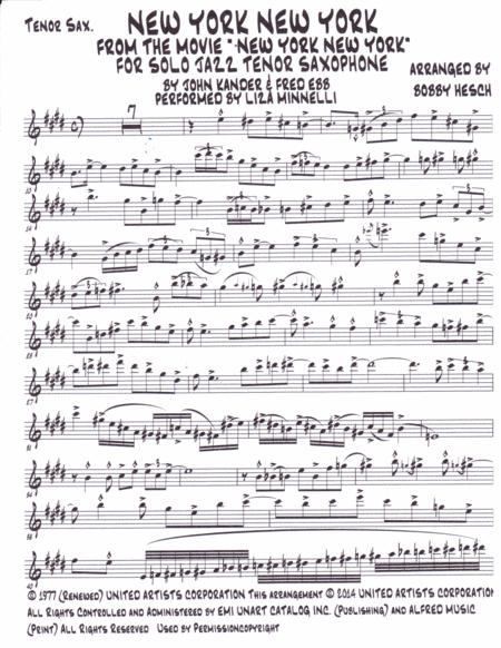 New York New York From The Movie New York New York For Solo Jazz Tenor Saxophone Page 2