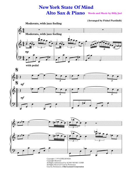 New York State Of Mind For Alto Sax And Piano Page 2