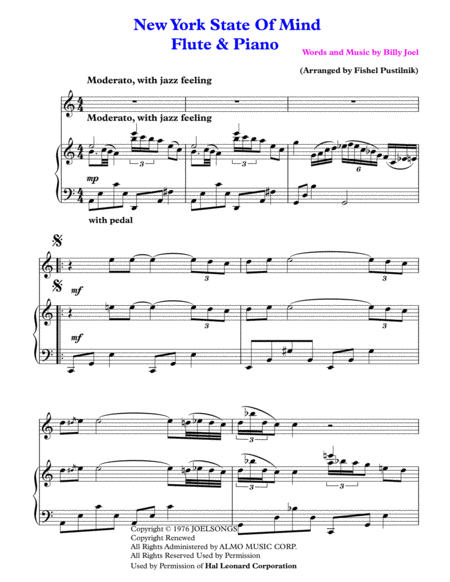 New York State Of Mind For Flute And Piano Jazz Pop Version Page 2