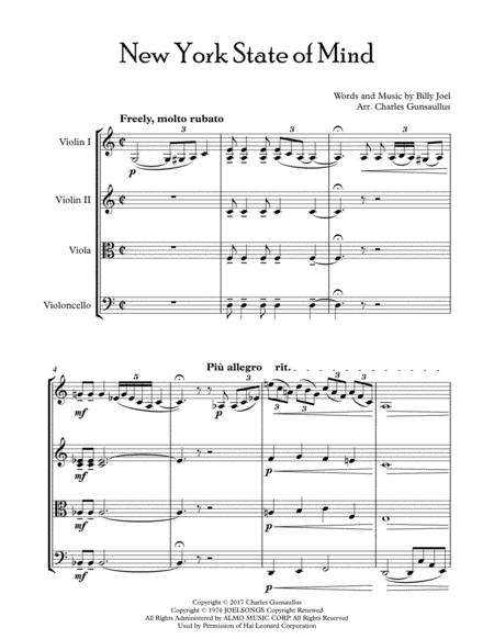 New York State Of Mind String Quartet Page 2