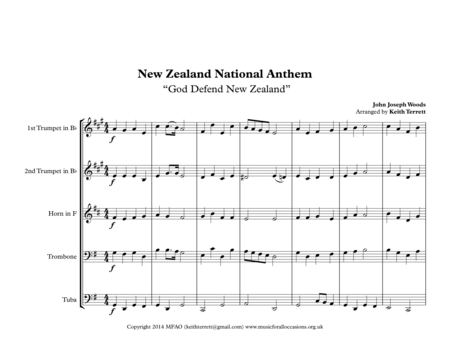 New Zealand National Anthem God Defend New Zealand For Brass Quintet Page 2