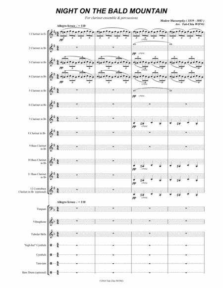 Night On The Bare Mountain Arranged For Clarinet Ensemble Score And Parts Page 2