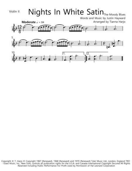 Nights In White Satin String Quartet Page 2