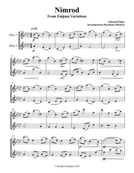 Nimrod From Enigma Variations Oboe Duet Two Tonalities Included Page 2