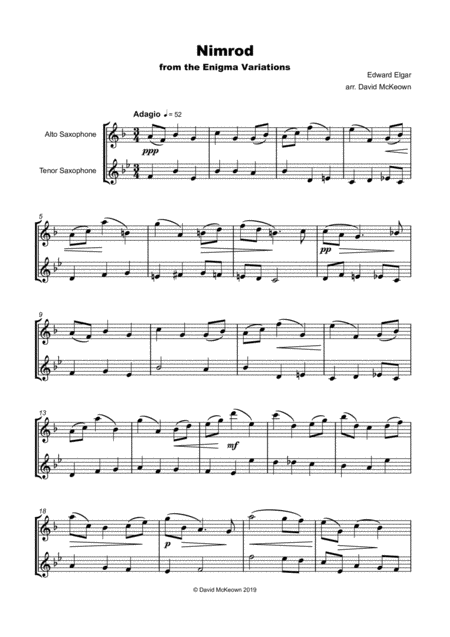 Nimrod From The Enigma Variations By Elgar Alto And Tenor Saxophone Duet Page 2