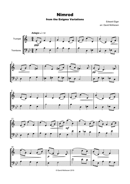 Nimrod From The Enigma Variations By Elgar Trumpet And Trombone Duet Page 2