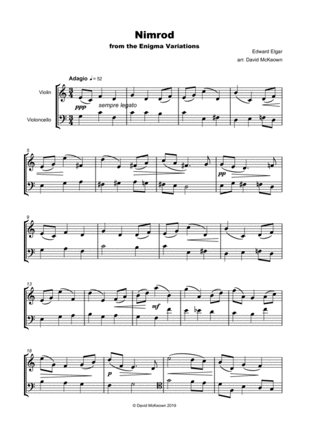 Nimrod From The Enigma Variations By Elgar Violin And Cello Duet Page 2