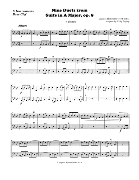 Nine Duets From Hotteterre Op 8 Bass Clef Version Editions For All Instruments Keys Available Page 2