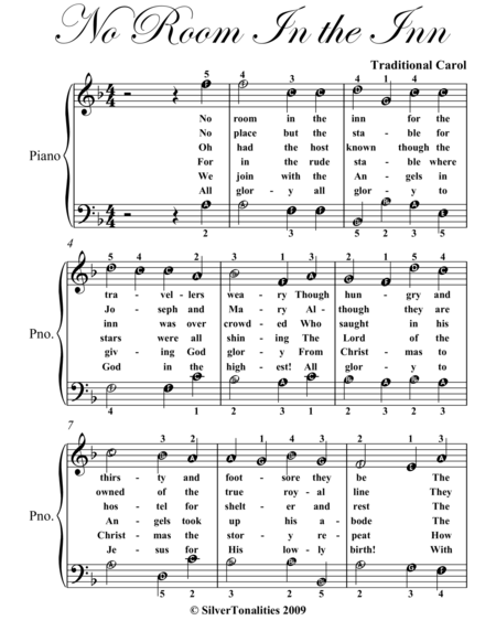 No Room In The Inn Easy Piano Sheet Music Page 2