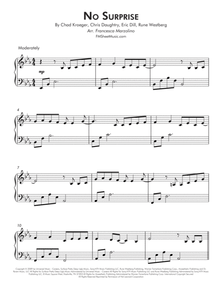 No Surprise Intermediate Piano Page 2