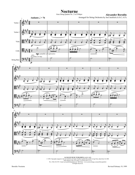 Nocturne From Borodins String Quartet No 2 Arranged For String Orchestra Page 2