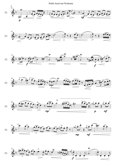 Nokh Amol Mit Neshome Once More With Soul For Clarinet Solo Page 2