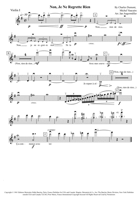 Non Je Ne Regrette Rien Edith Piaf String Orchestra Accompaniment Page 2