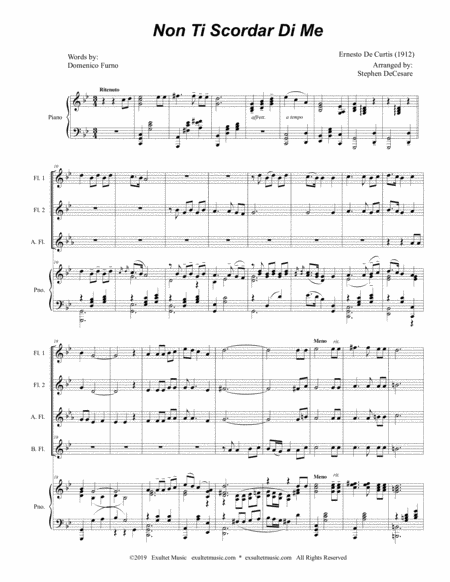 Non Ti Scordar Di Me For Flute Choir And Piano Page 2