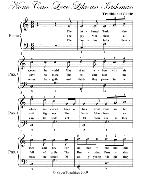 None Can Love Like An Irishman Easy Piano Sheet Music Page 2