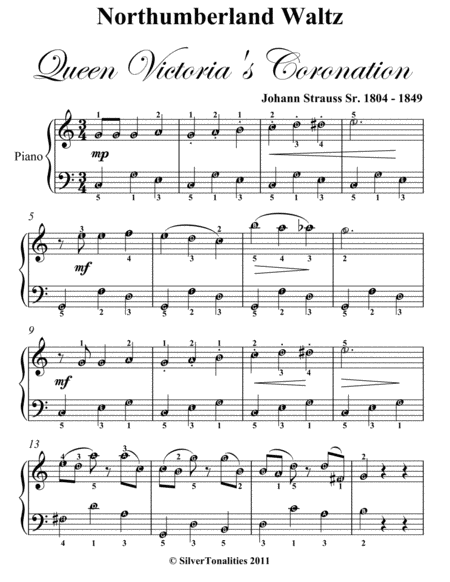 Northumberlands Waltz Queen Victorias Coronation Easy Piano Sheet Music Page 2