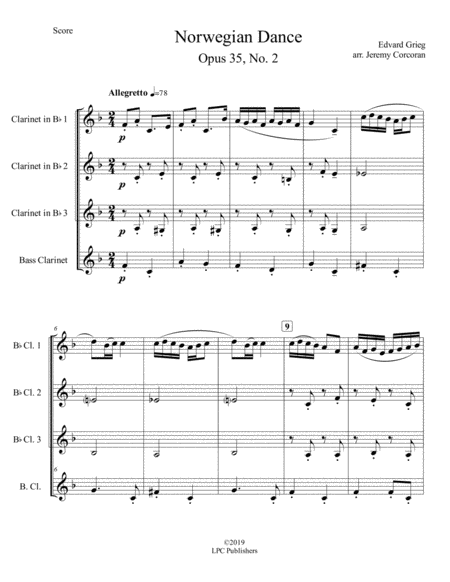 Norwegian Dance Opus 35 No 2 For Clarinet Quartet Page 2