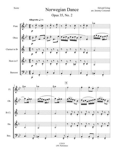 Norwegian Dance Opus 35 No 2 For Woodwind Quintet Page 2