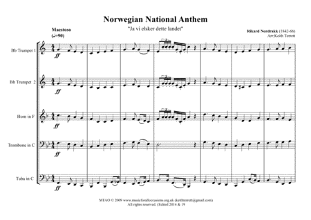 Norwegian National Anthem For Brass Quintet Page 2