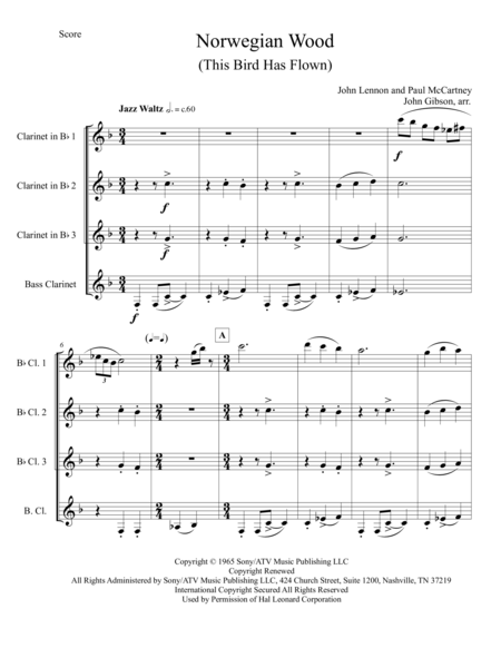 Norwegian Wood The Beatles Clarinet Quartet Page 2