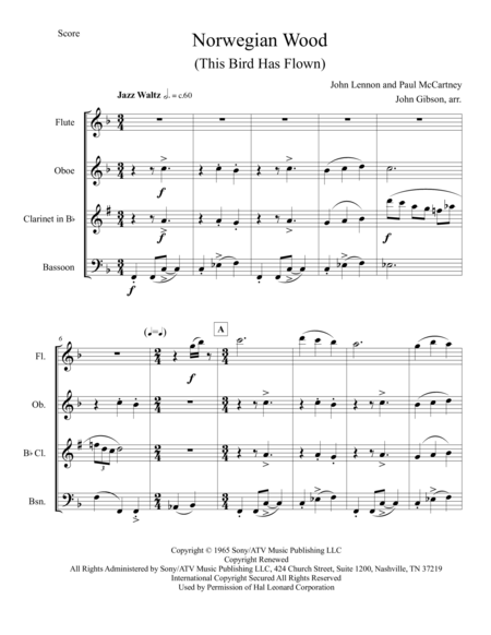 Norwegian Wood The Beatles Set For Woodwind Quartet Page 2