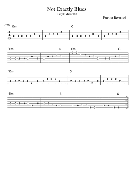 Not Exactly Blues Beginning Guitar Music Tab Chords Page 2