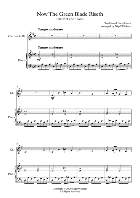 Now The Green Blade Riseth For Clarinet And Piano Page 2
