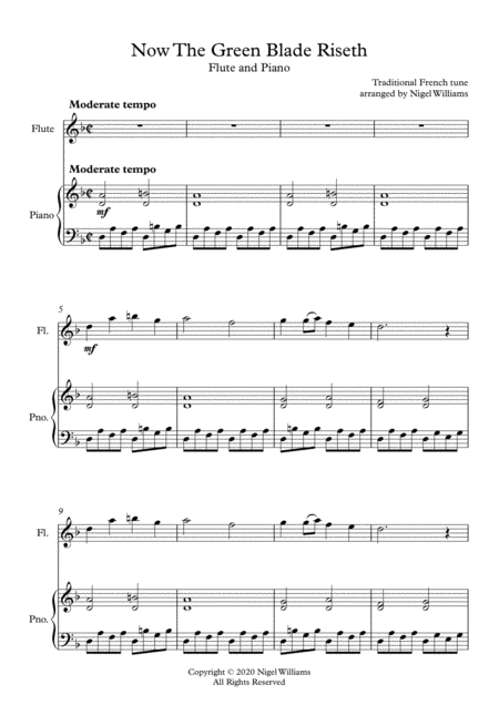 Now The Green Blade Riseth For Flute And Piano Page 2
