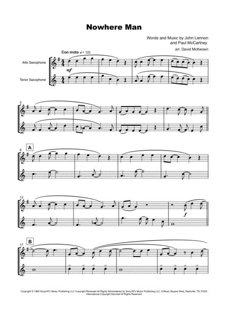 Nowhere Man By The Beatles For Alto And Tenor Saxophone Duet Page 2