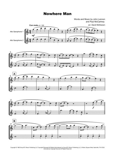 Nowhere Man By The Beatles For Alto Saxophone Duet Page 2