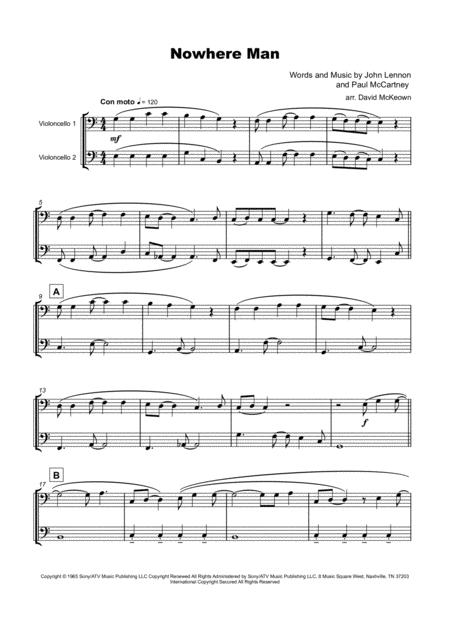 Nowhere Man By The Beatles For Cello Duet Page 2